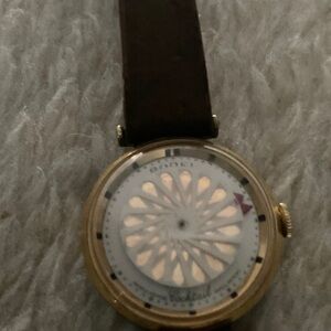 Antique ERNEST BOREL timepiece watch in excellent condition Brown leather strap